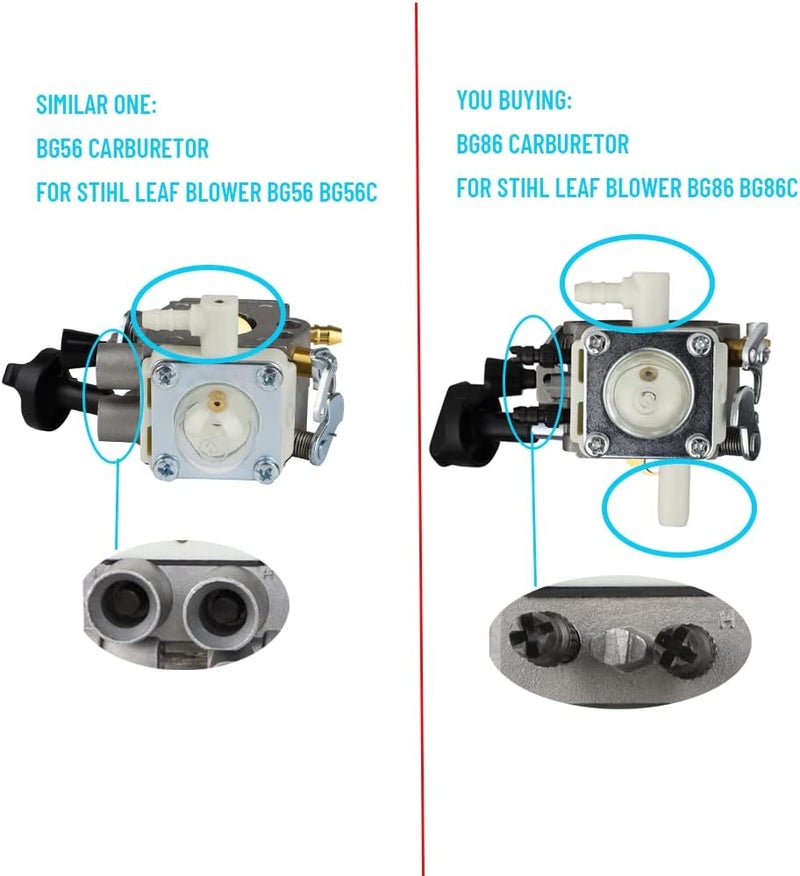 SIMPERAC BG86 Carburetor for Stihl BG86C Blower BG86 SH86 Carburetor replace for Zama C1M-S261B, 4241 120 0616 with HD2 Air Filter BG86 Blower Parts - Image 2